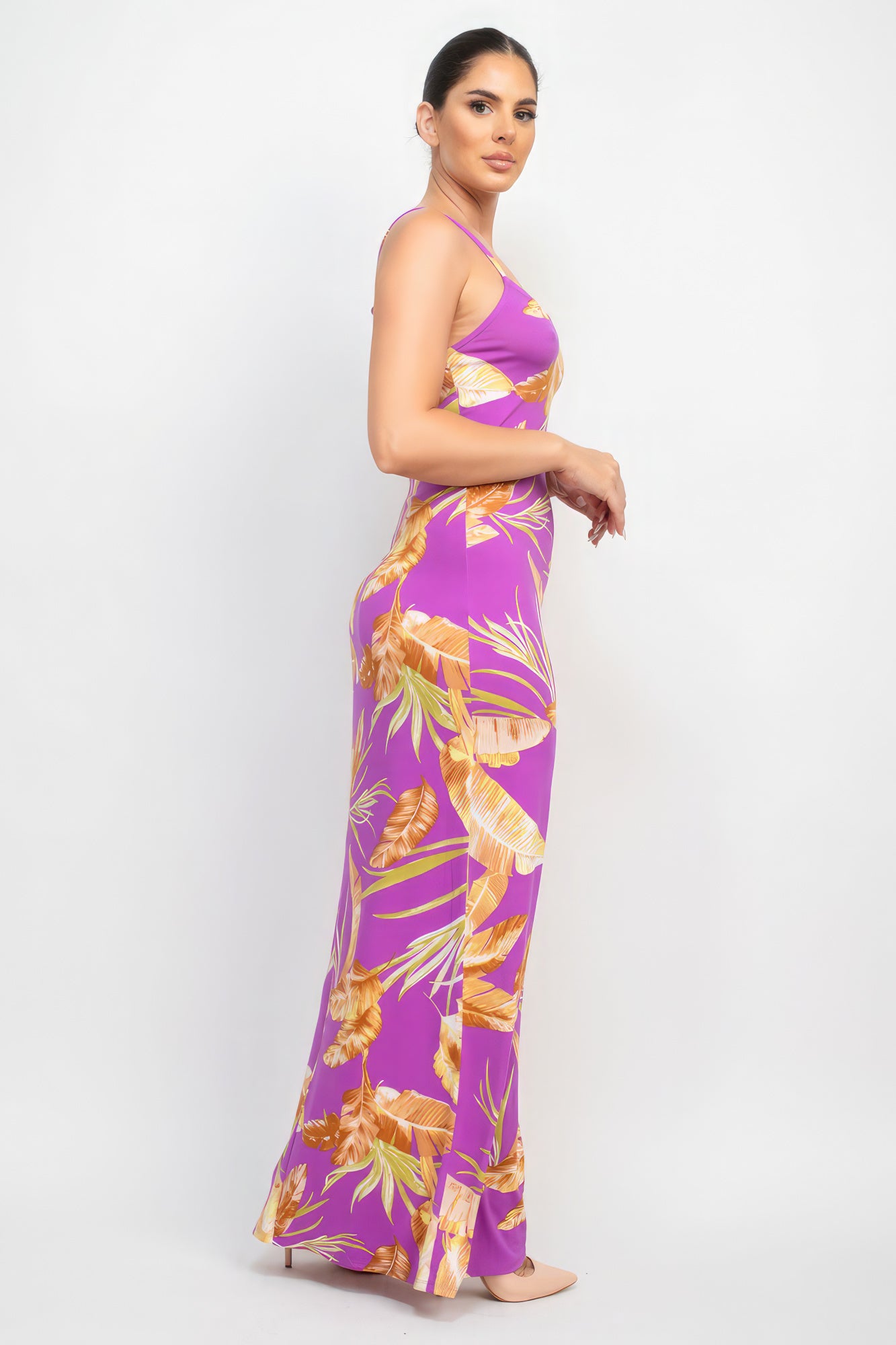 Scoop Tropical Print Maxi Dress